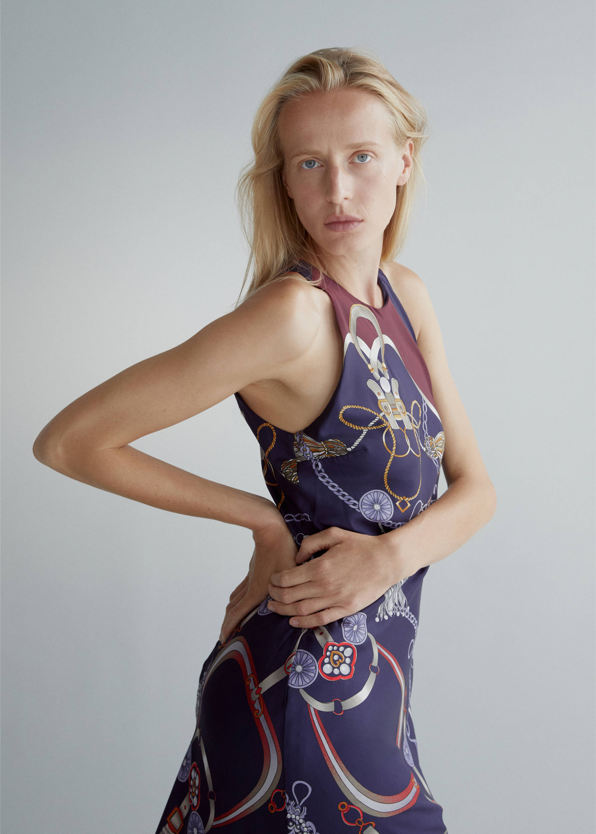 Chain print halter dress - Medium plane