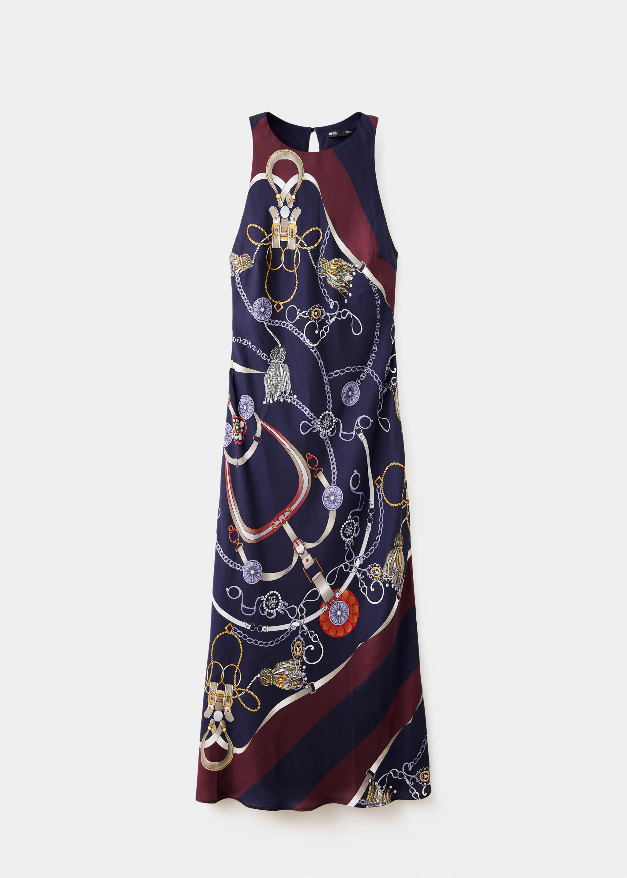 Chain print halter dress - Article without model, Navy. Ref: 37024123-00.