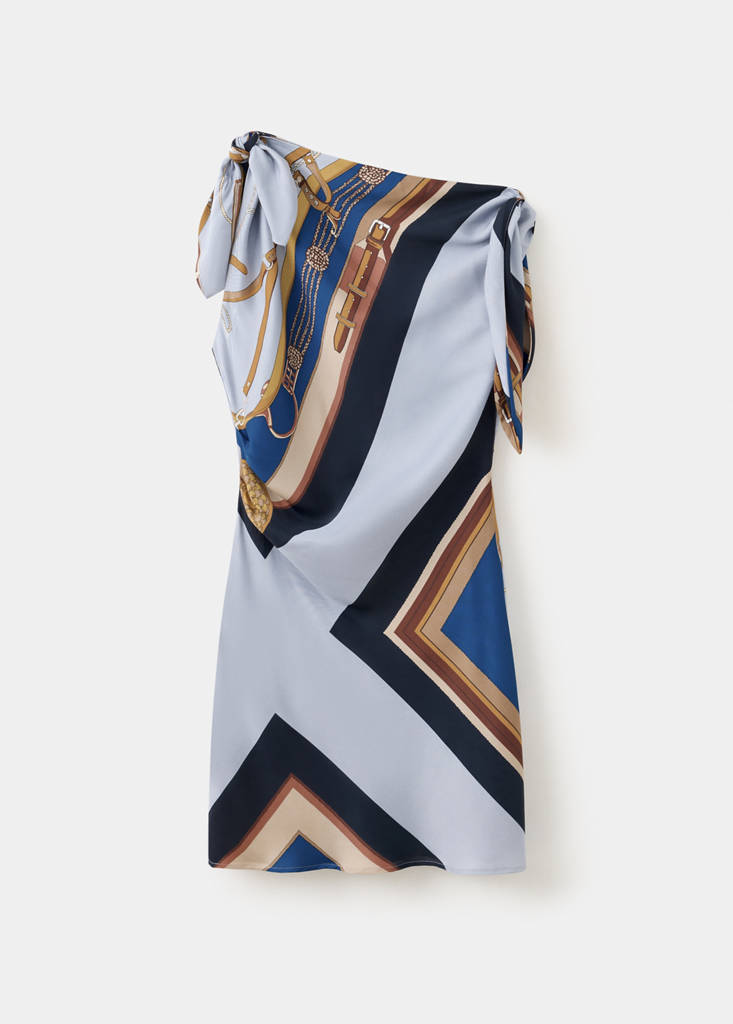 Printed asymmetrical dress — Sky Blue