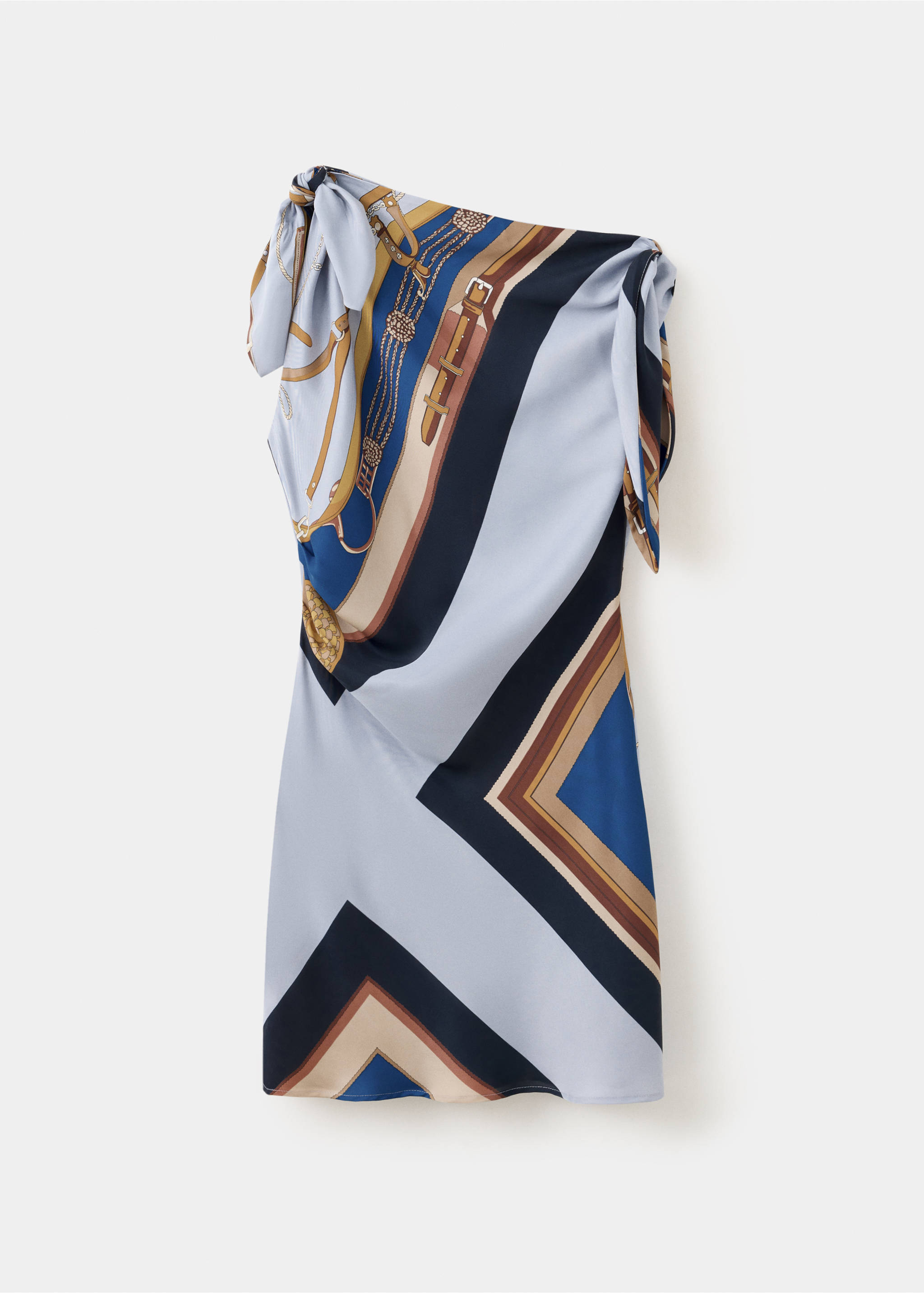 Printed asymmetrical dress - Article without model, Sky Blue. Ref: 37024124-00.