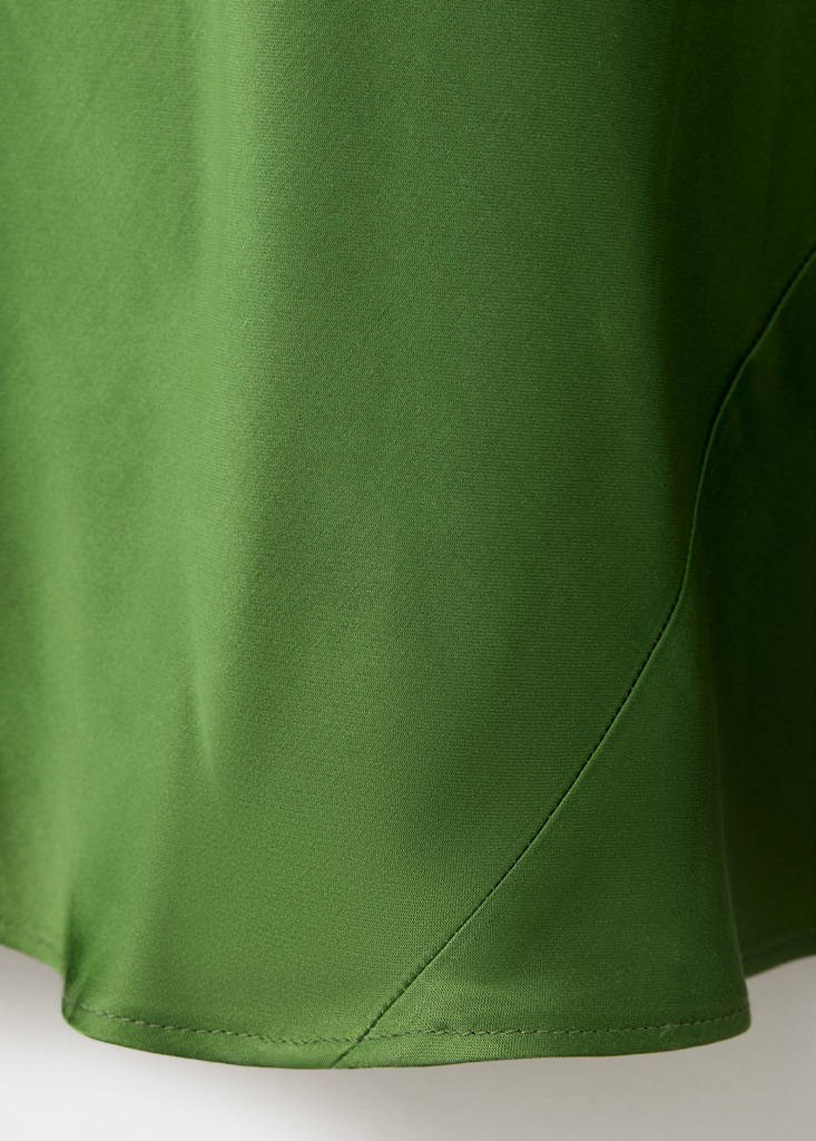 Satin dress with asymmetric ruffle — Green