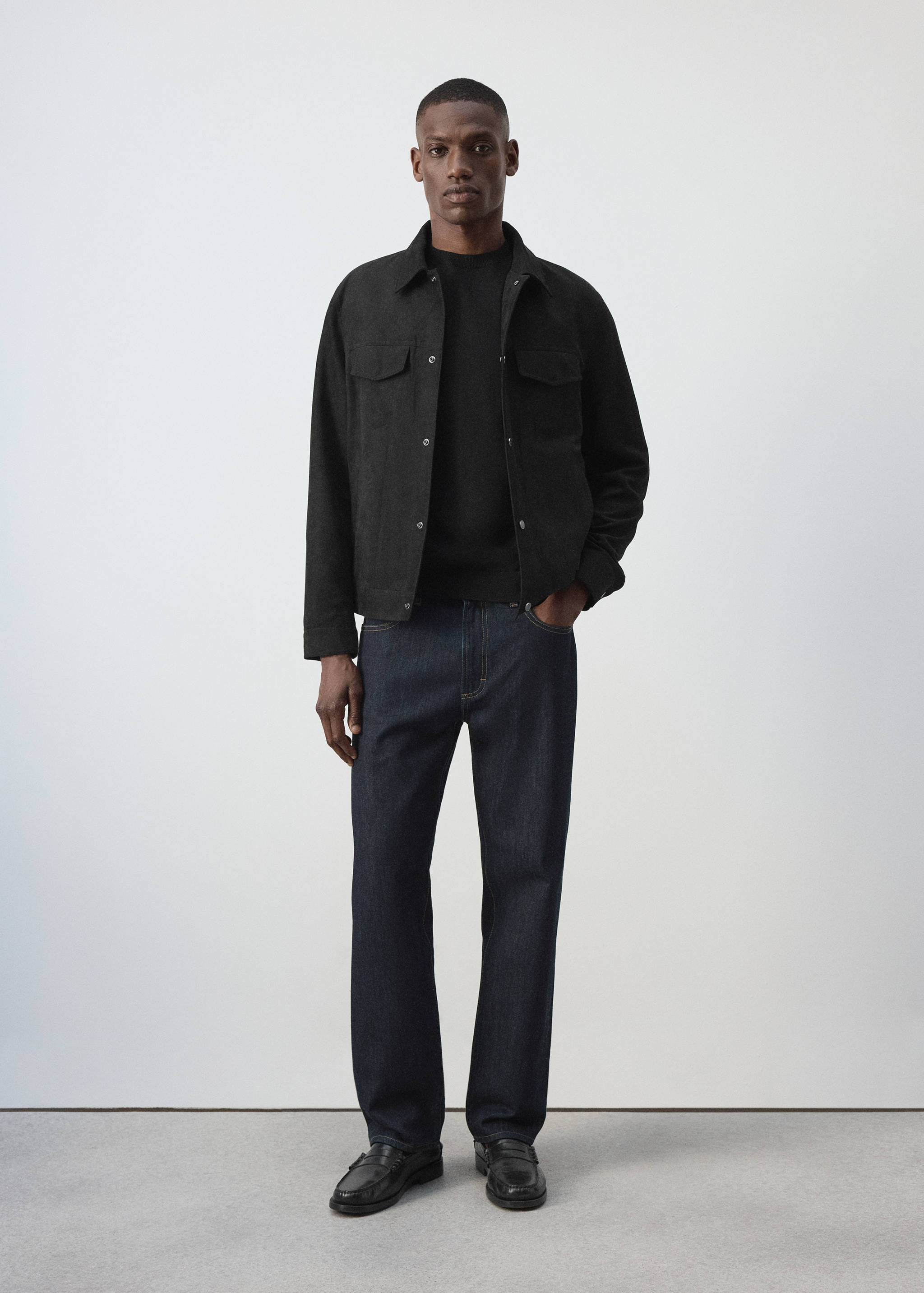 Veste en jean col à revers chemise - Plan général