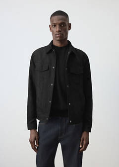 Suede jacket with shirt-style collar — Black 1