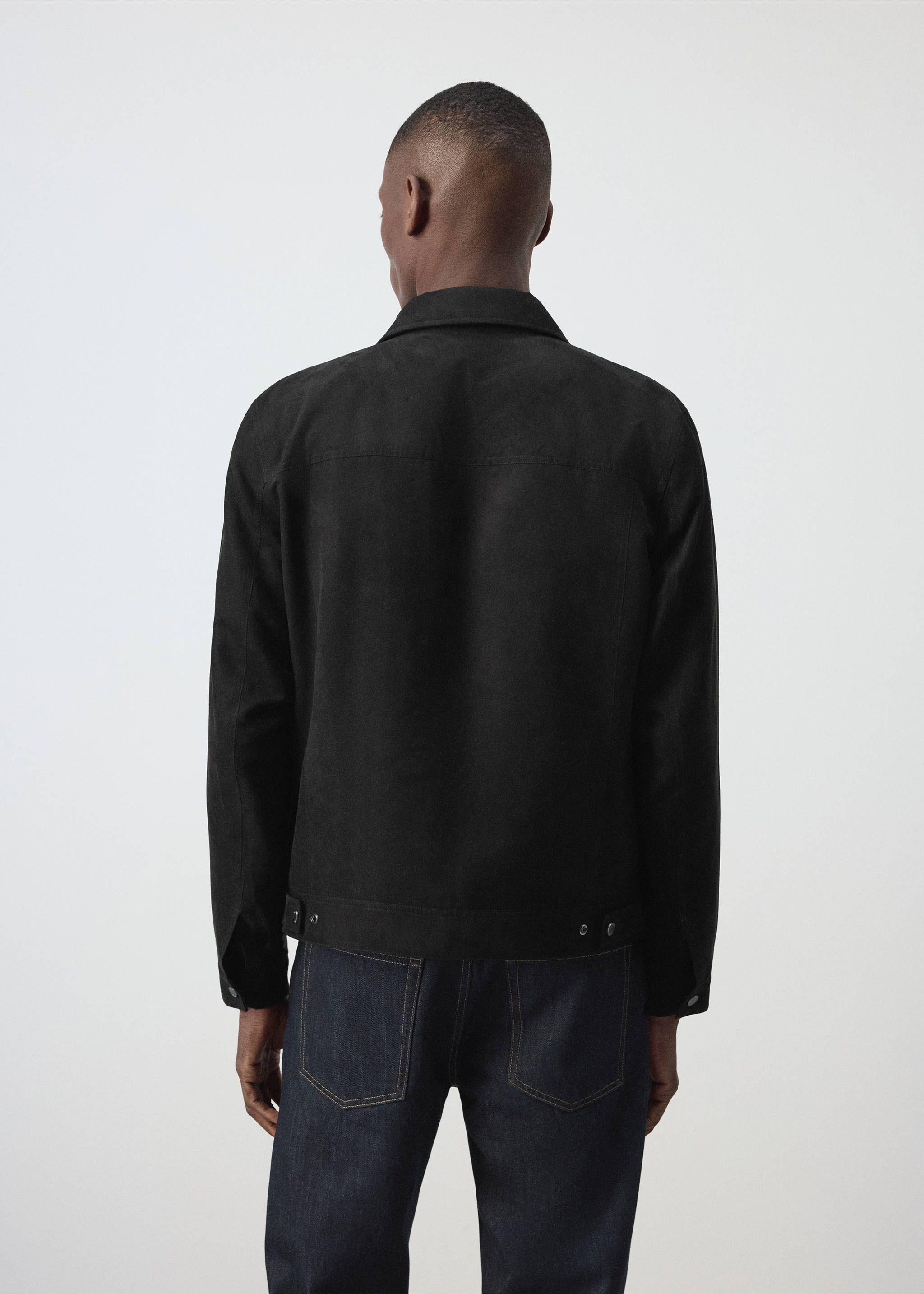 Denim jacket with a shirt-style collar - Reverse of the article, Black. Ref: 37024403-00.