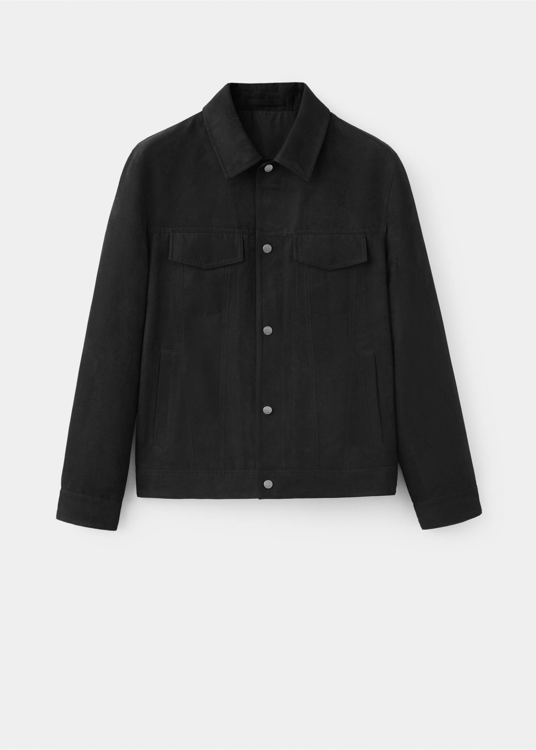 Denim jacket with a shirt-style collar - Article without model, Black. Ref: 37024403-00.