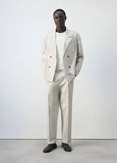 Double-breasted 100% cotton blazer — Light/Pastel Grey 2