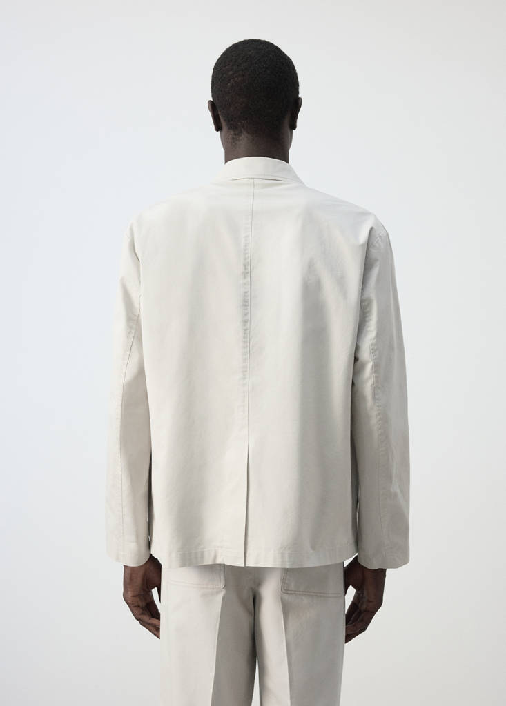 Double-breasted 100% cotton blazer - thumbnail 3