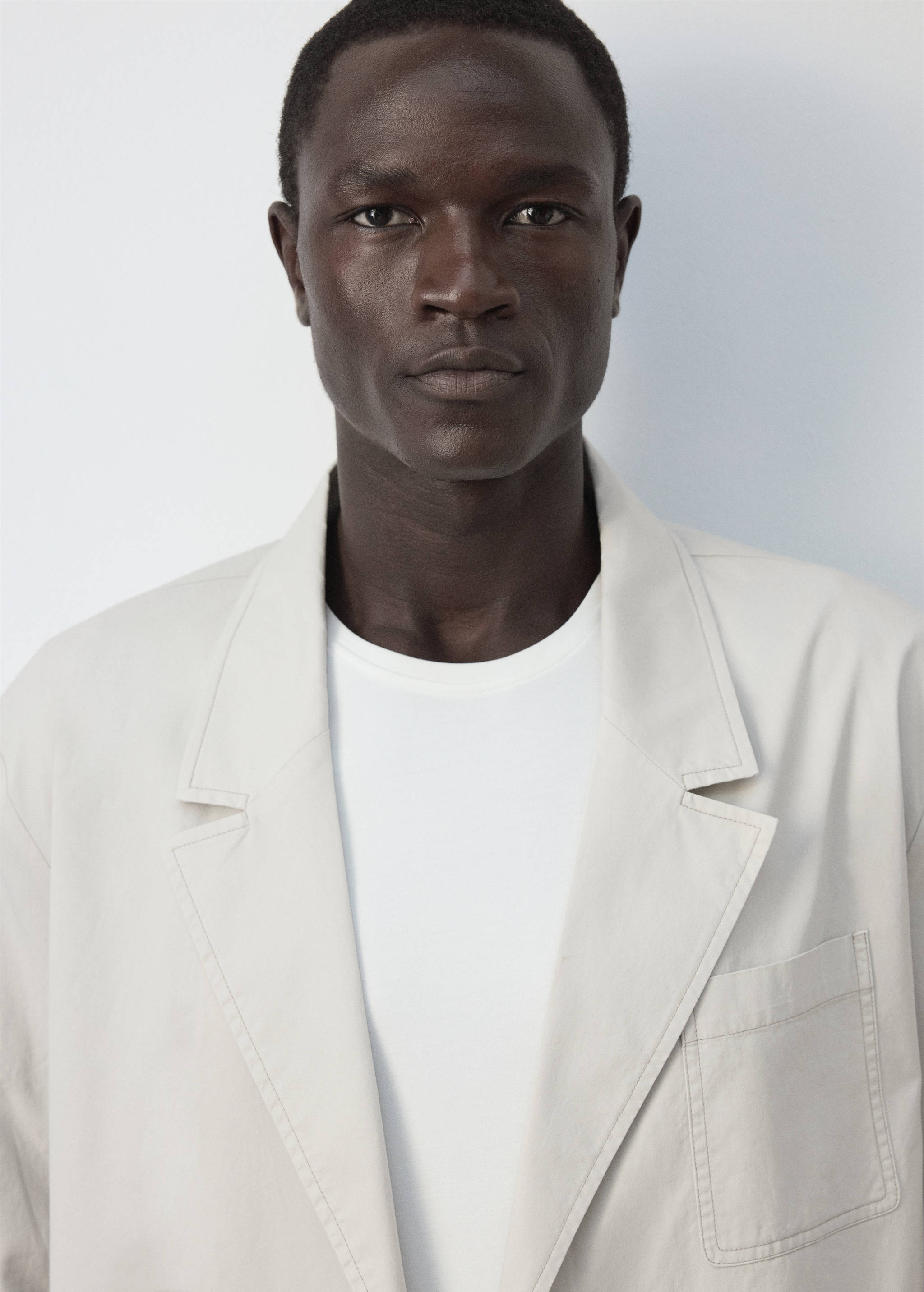 Double-breasted 100% cotton blazer - Details of the article 1