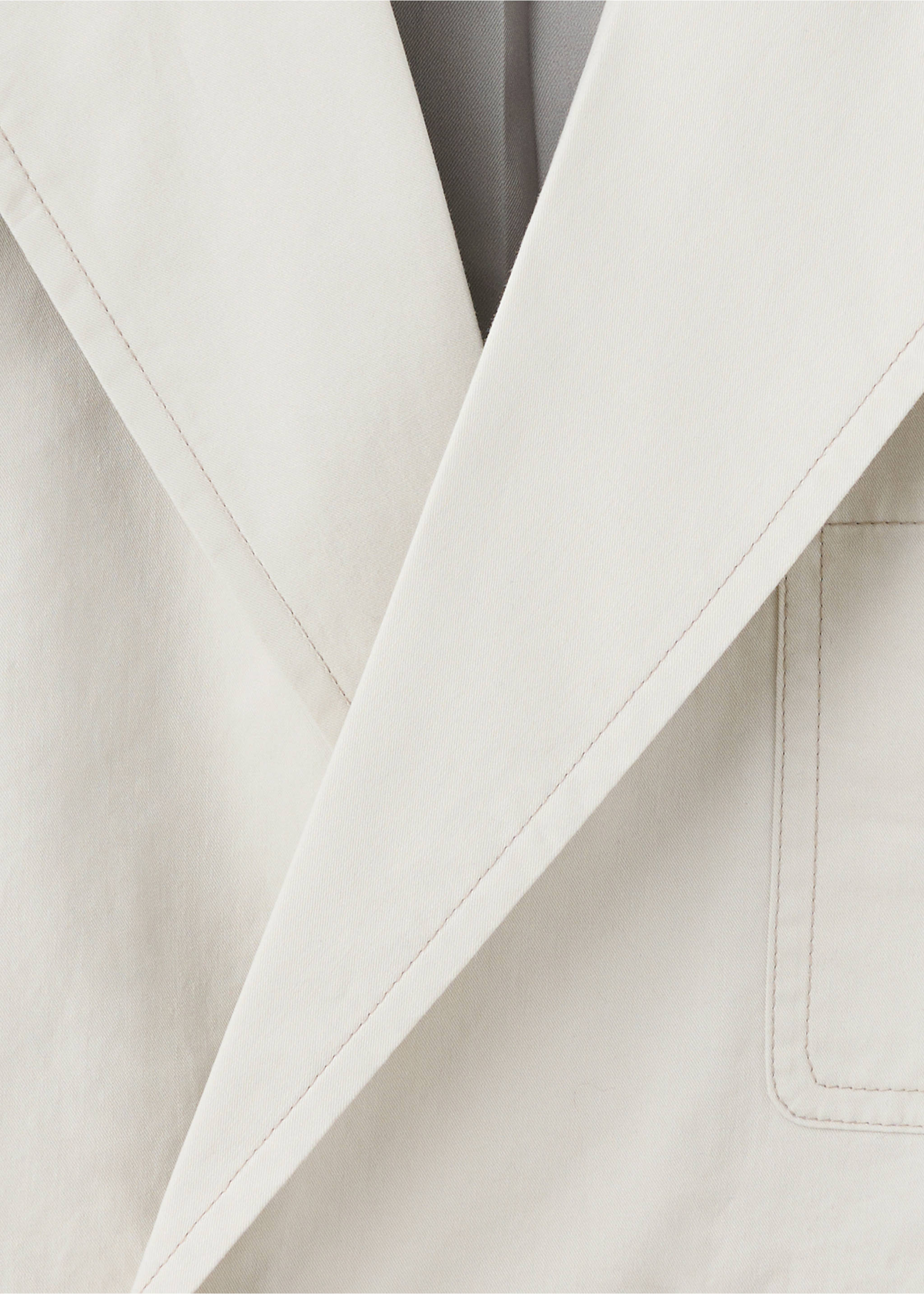 Double-breasted 100% cotton blazer - Details of the article 8, Light/Pastel Grey. Ref: 37024404-00.