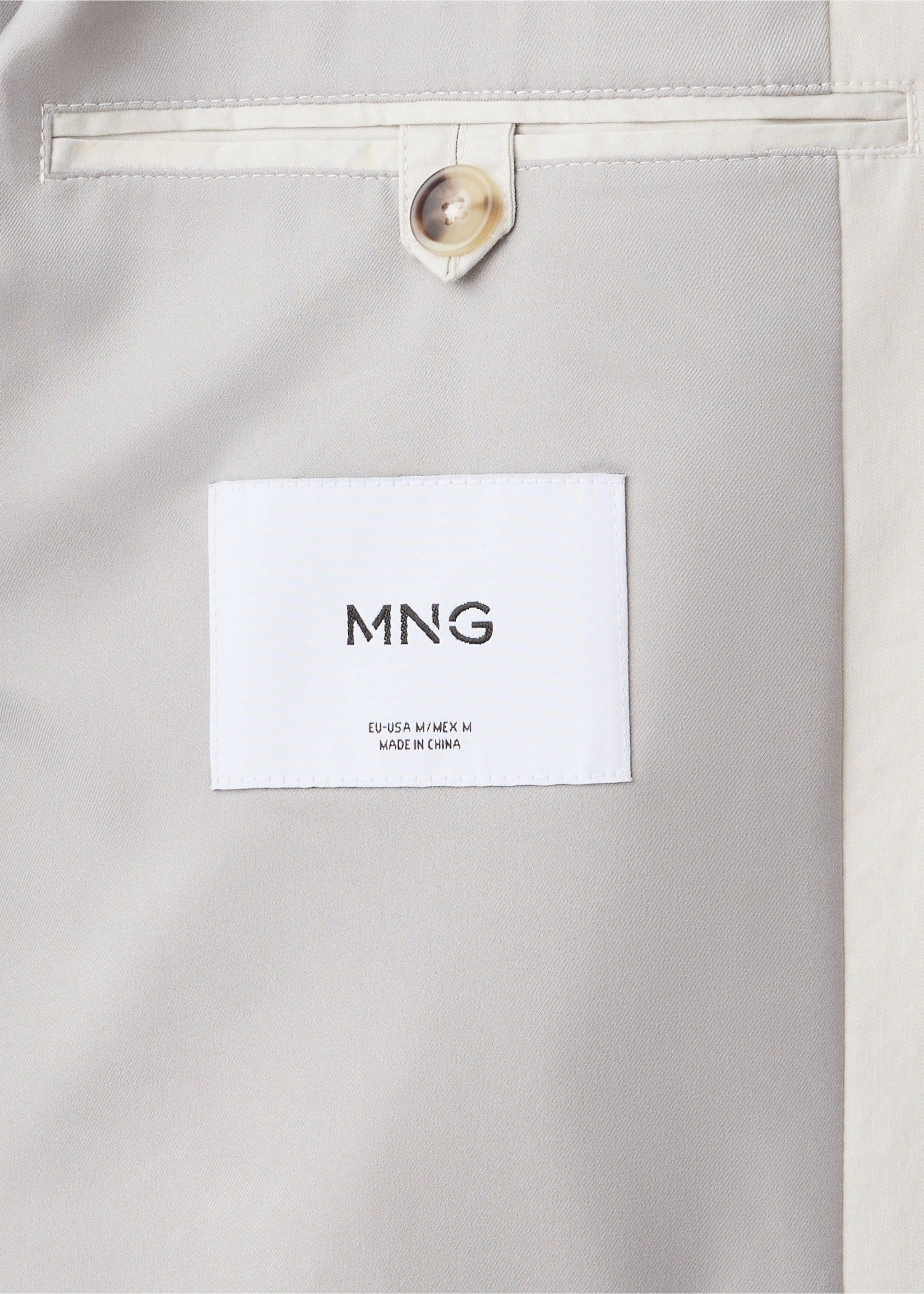 Double-breasted 100% cotton blazer - Details of the article 0, Light/Pastel Grey. Ref: 37024404-00.