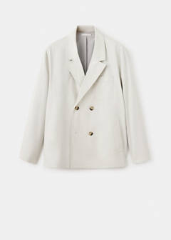 Double-breasted 100% cotton blazer — Light/Pastel Grey 7