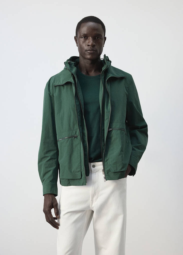 Water-repellent jacket with pockets — Billiard Green
