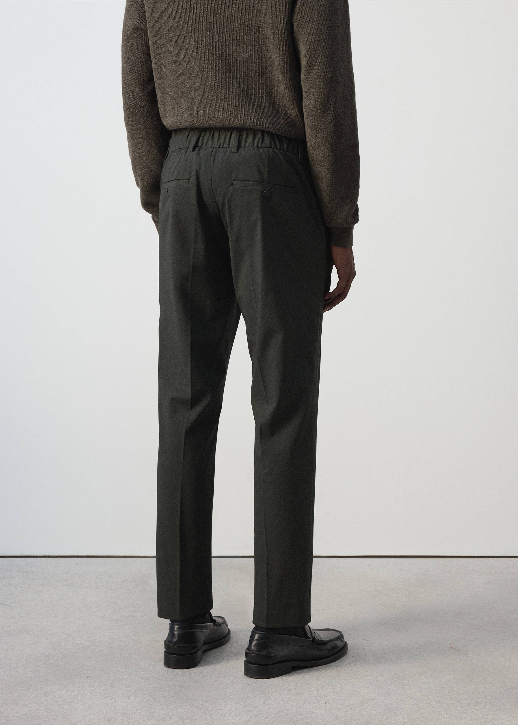Bologna cropped slim-fit trousers - Reverse of the article, Khaki. Ref: 37024408-00.