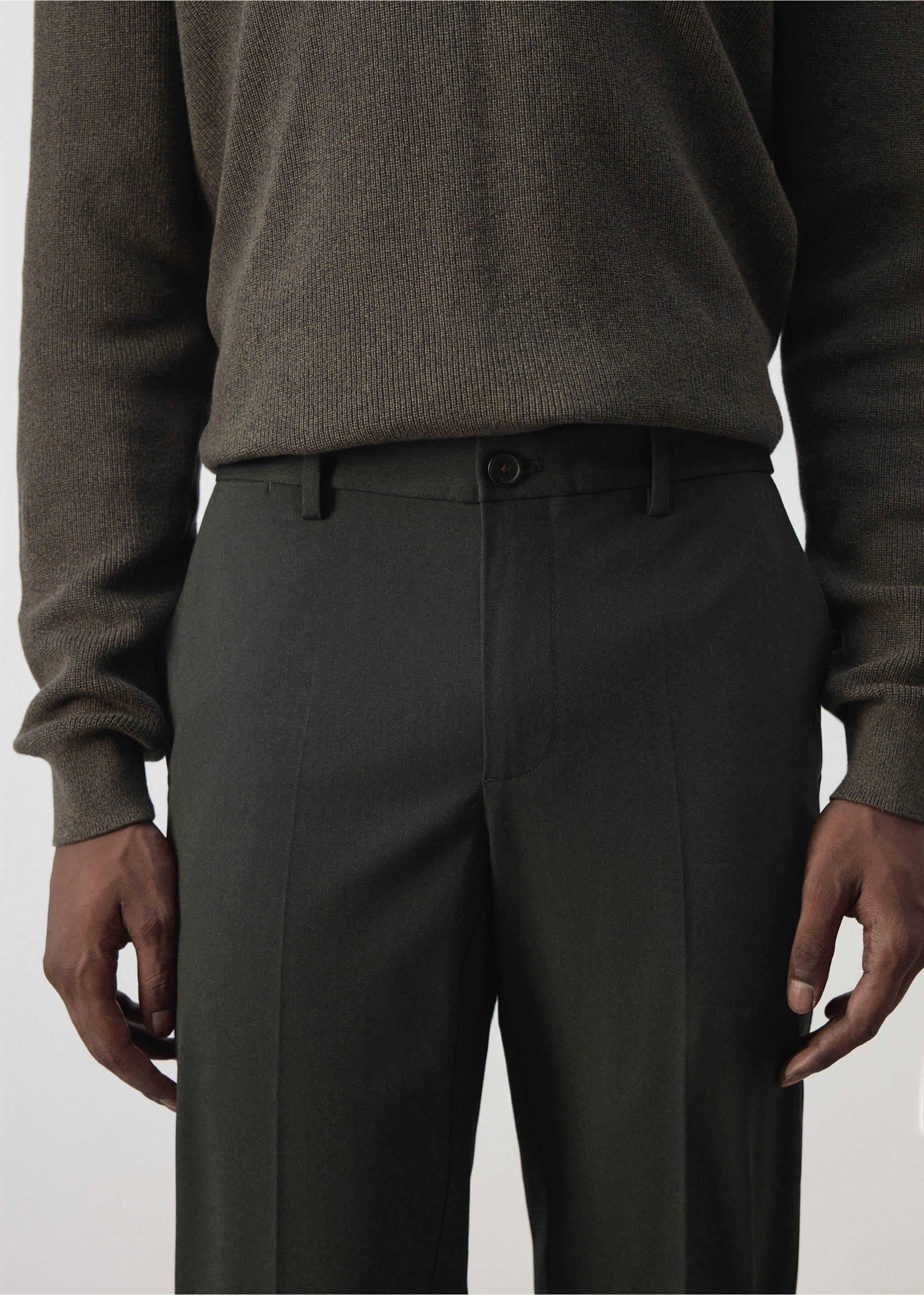Bologna cropped slim-fit trousers - Details of the article 1, Khaki. Ref: 37024408-00.