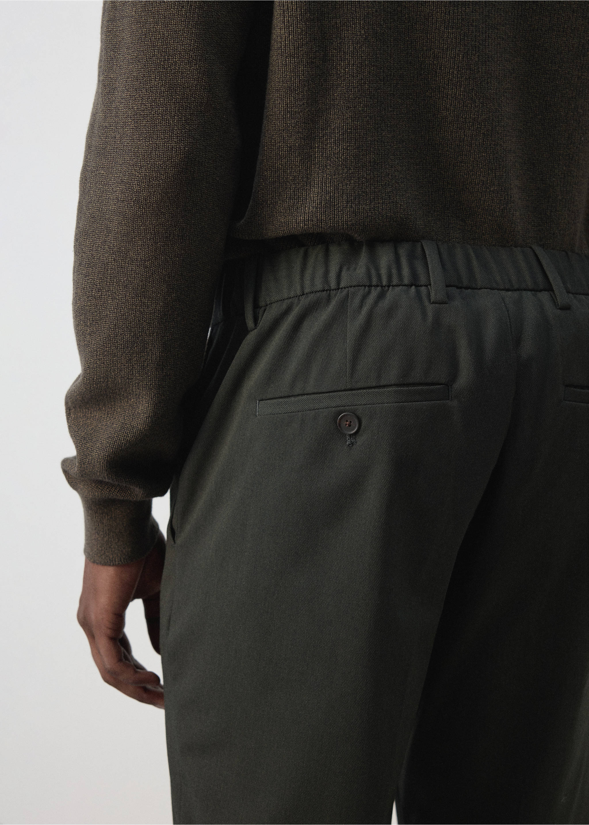 Bologna cropped slim-fit trousers - Details of the article 4, Khaki. Ref: 37024408-00.