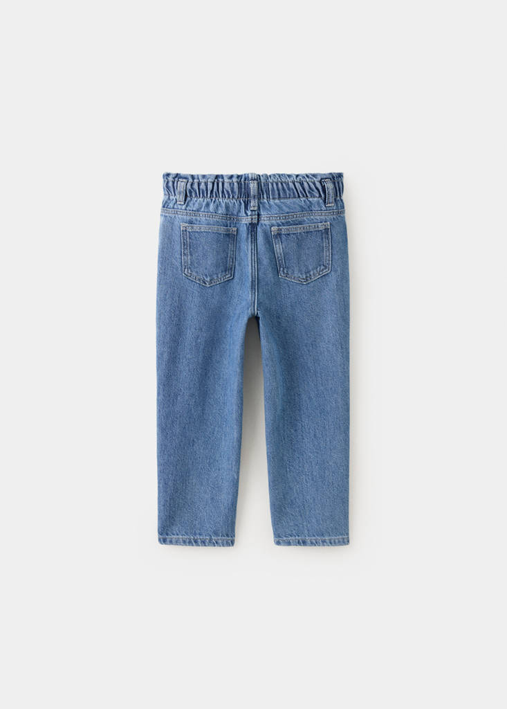 Paperbag waist jeans — Medium Blue