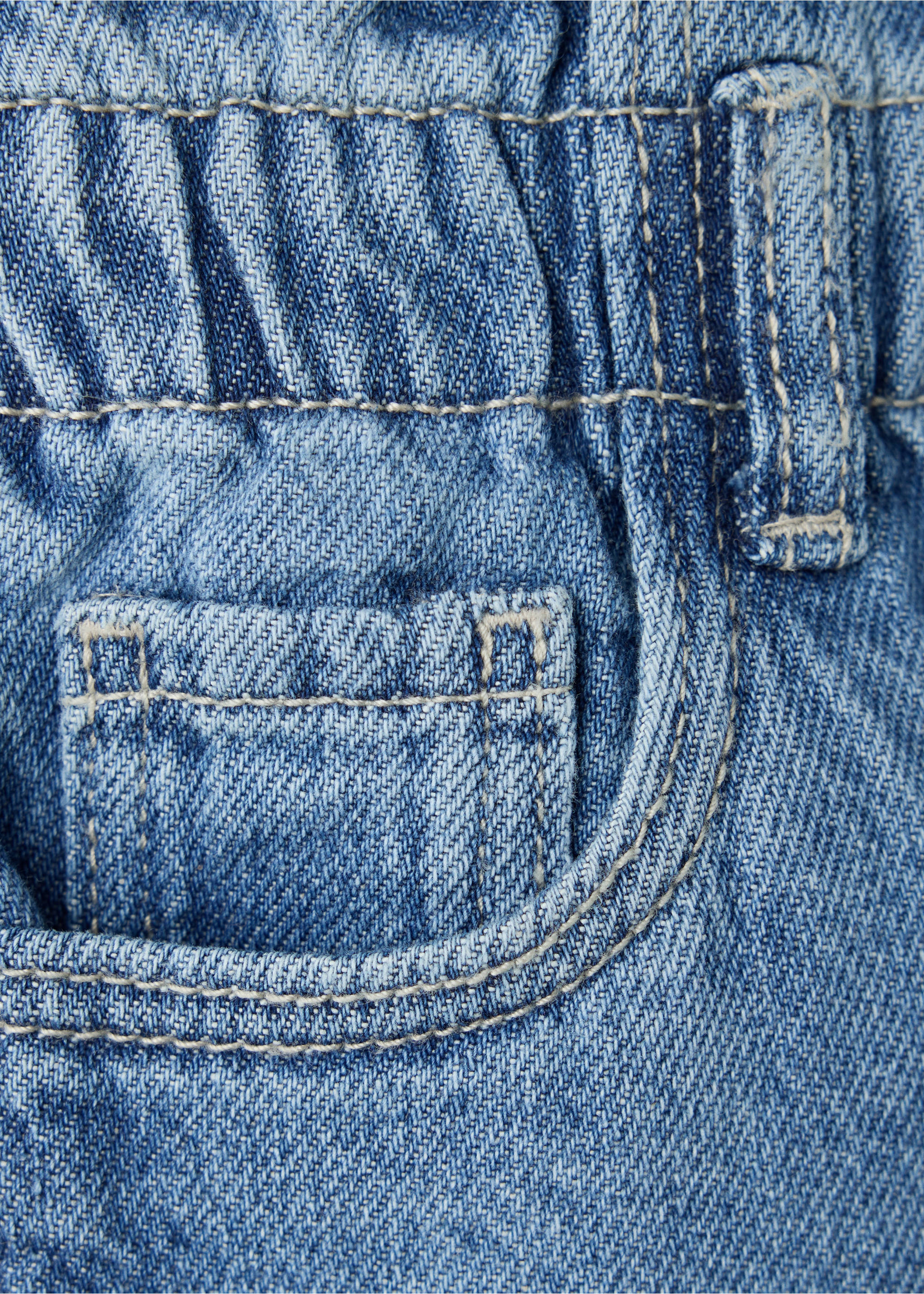 Paperbag waist jeans - Details of the article 0, Medium Blue. Ref: 37024410-00.