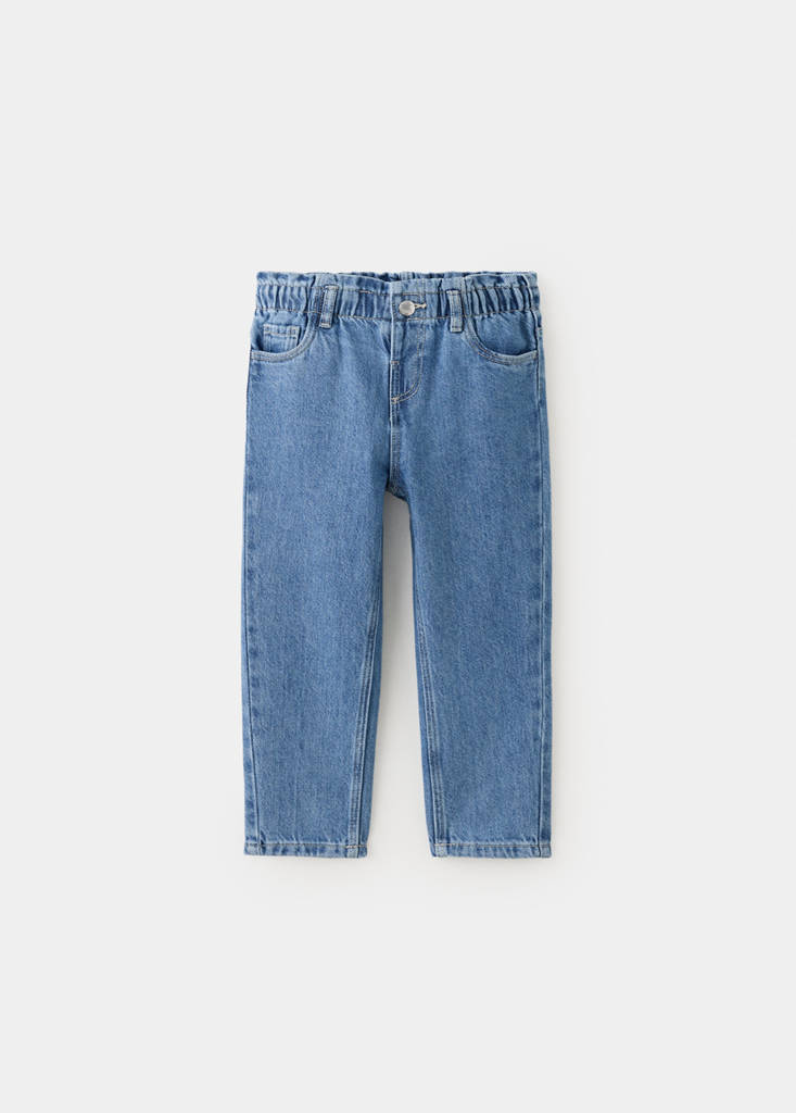 Paperbag waist jeans — Medium Blue
