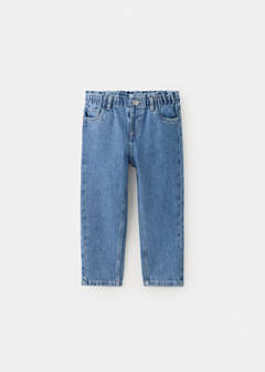 Paperbag waist jeans — Medium Blue 1