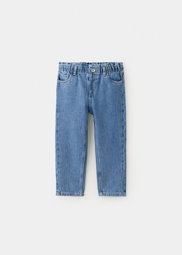 Paperbag waist jeans — Medium Blue