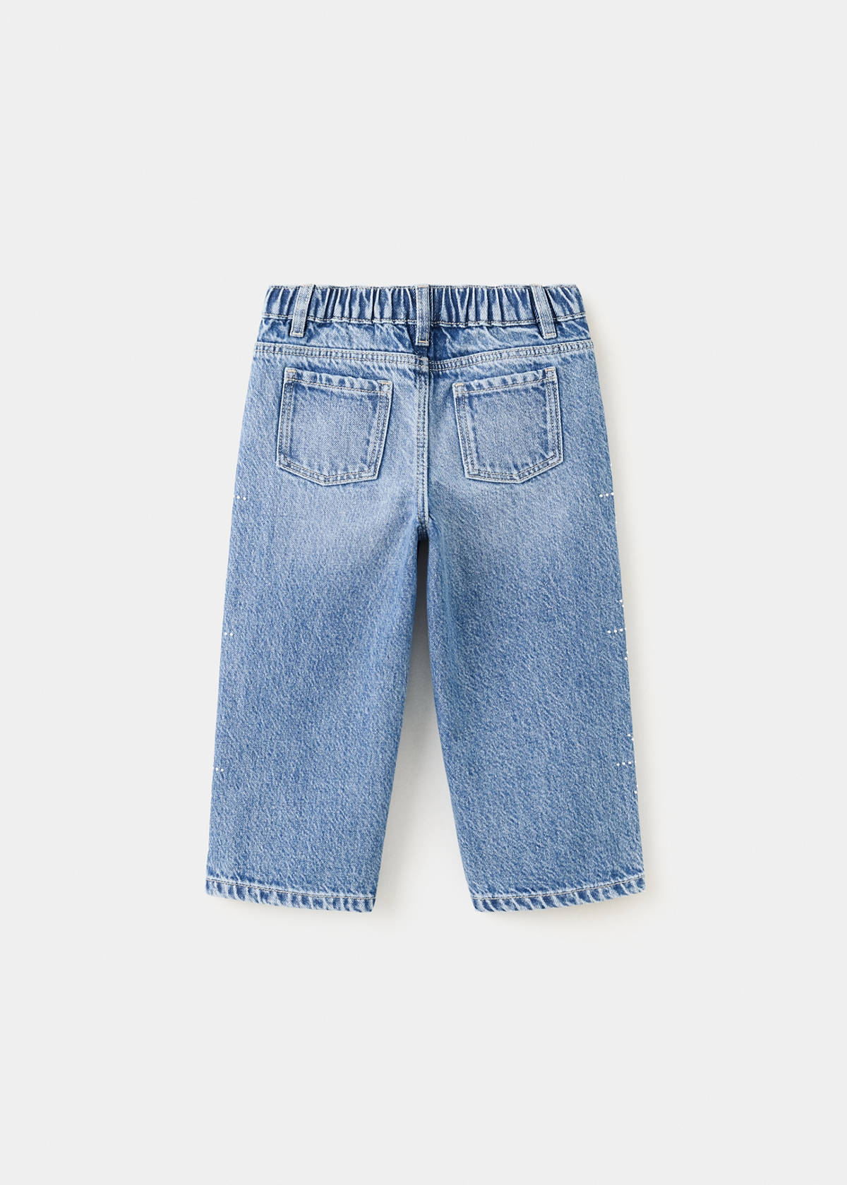 Culotte jeans with rhinestone detail — Medium Blue