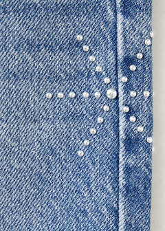 Culotte jeans with rhinestone detail — Medium Blue 4