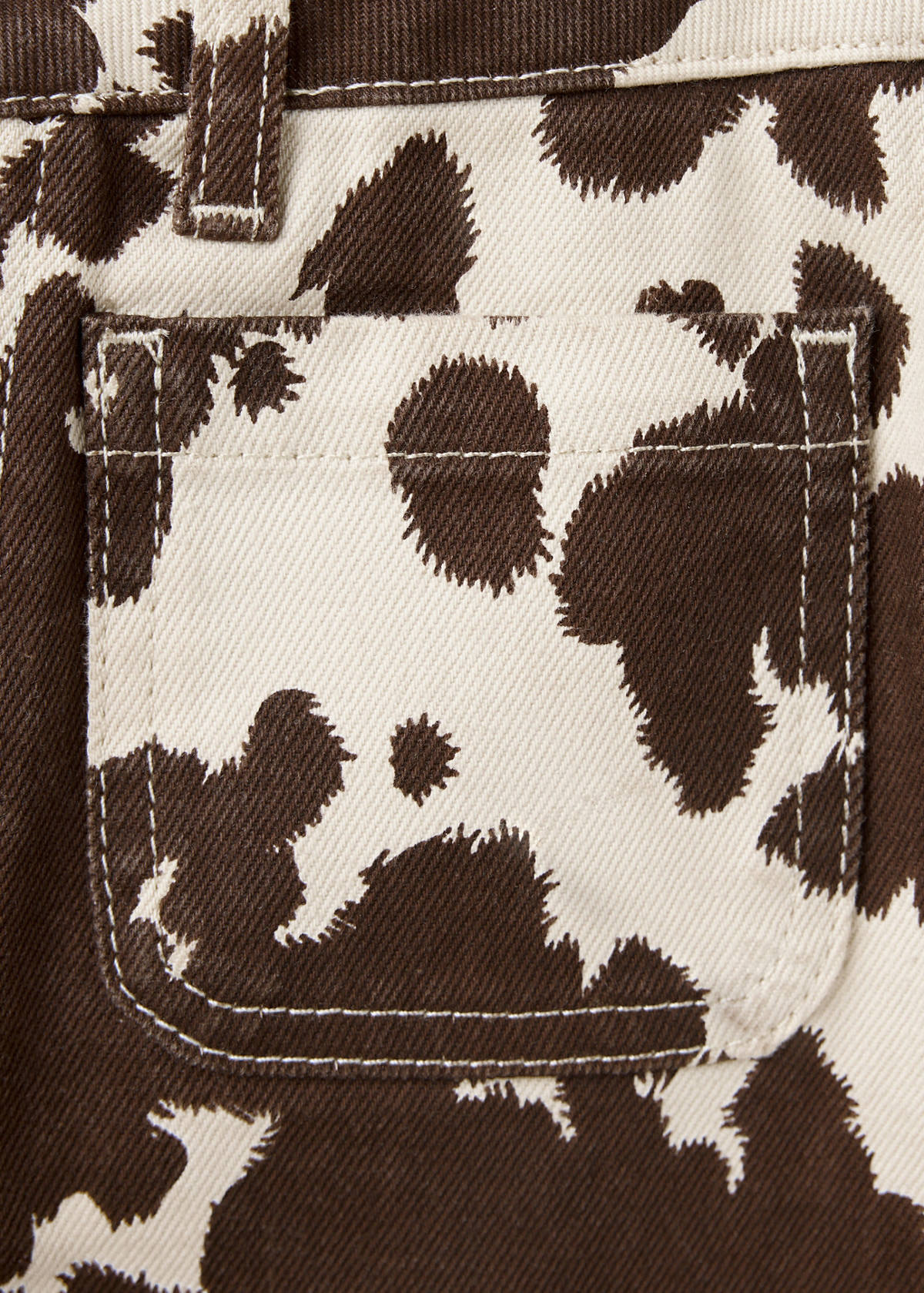 Wide-leg cow-print jeans — Brown