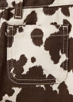 Wide-leg cow-print jeans — Brown 7