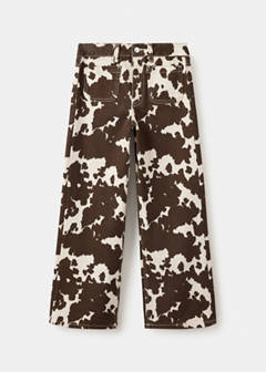 Wide-leg cow-print jeans — Brown 2