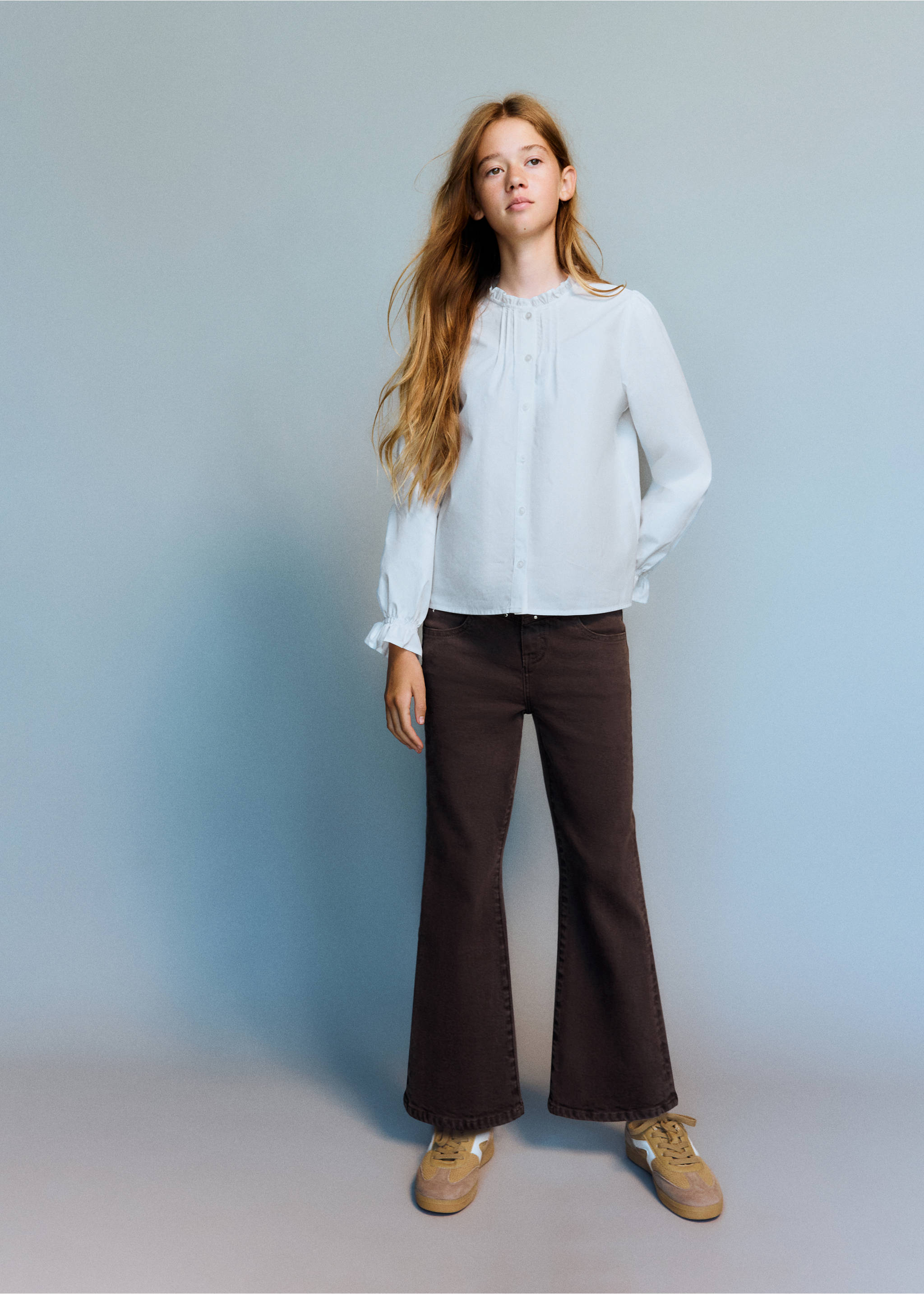 Straight-fit jeans with studs - General plane, Chocolate. Ref: 37024415-00.
