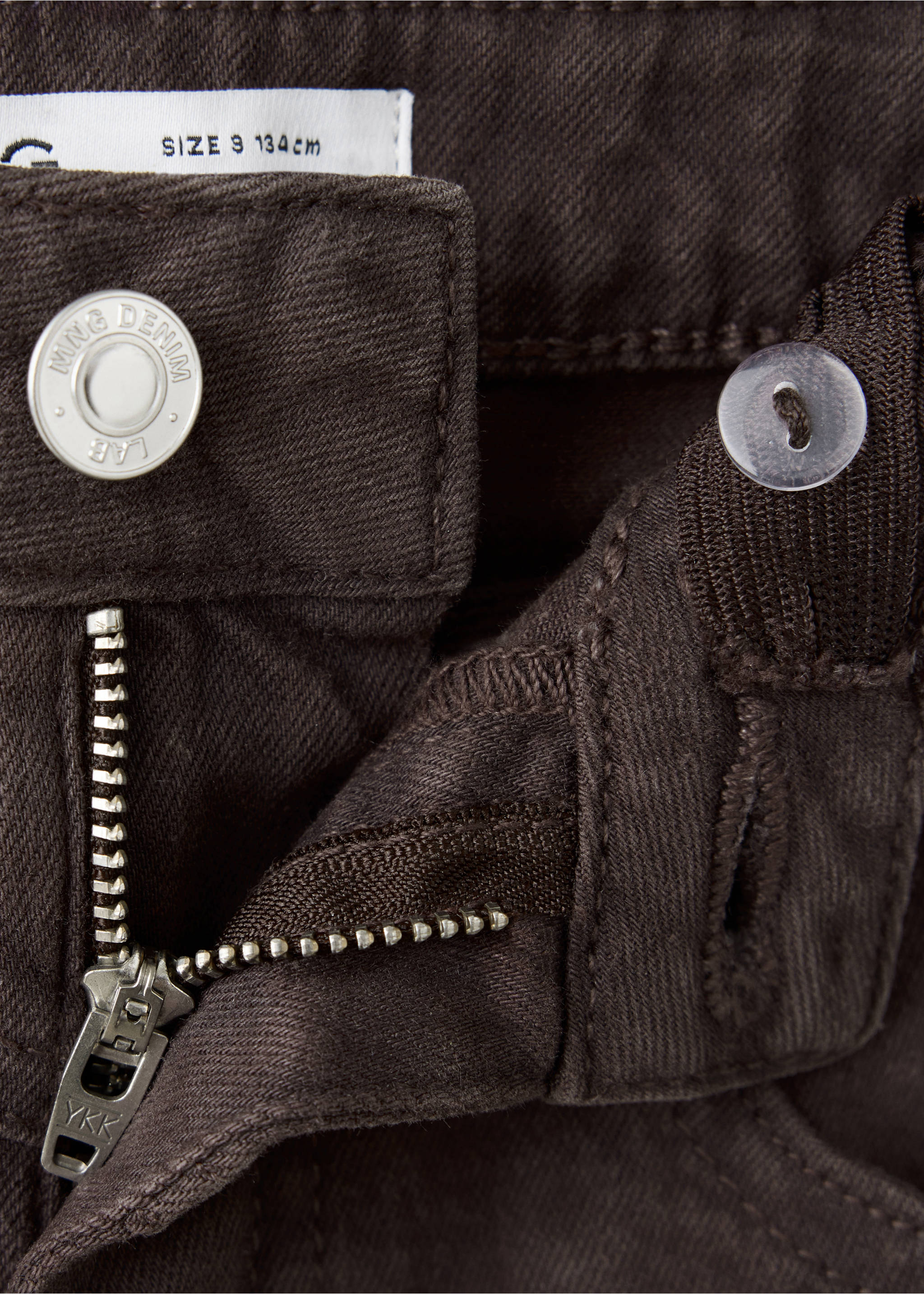 Straight-fit jeans with studs - Details of the article 8, Chocolate. Ref: 37024415-00.