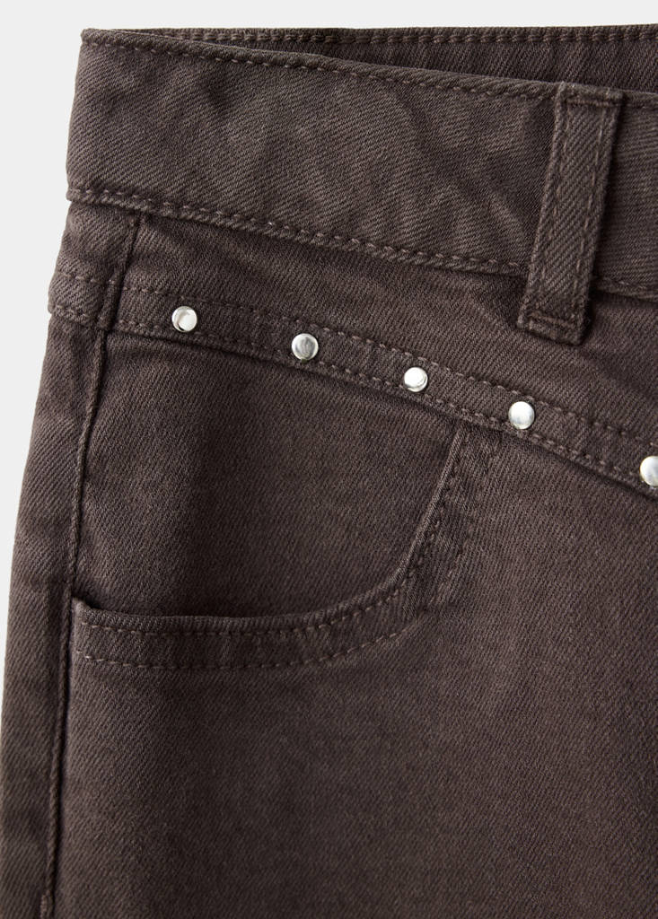 Straight-fit jeans with studs — Chocolate