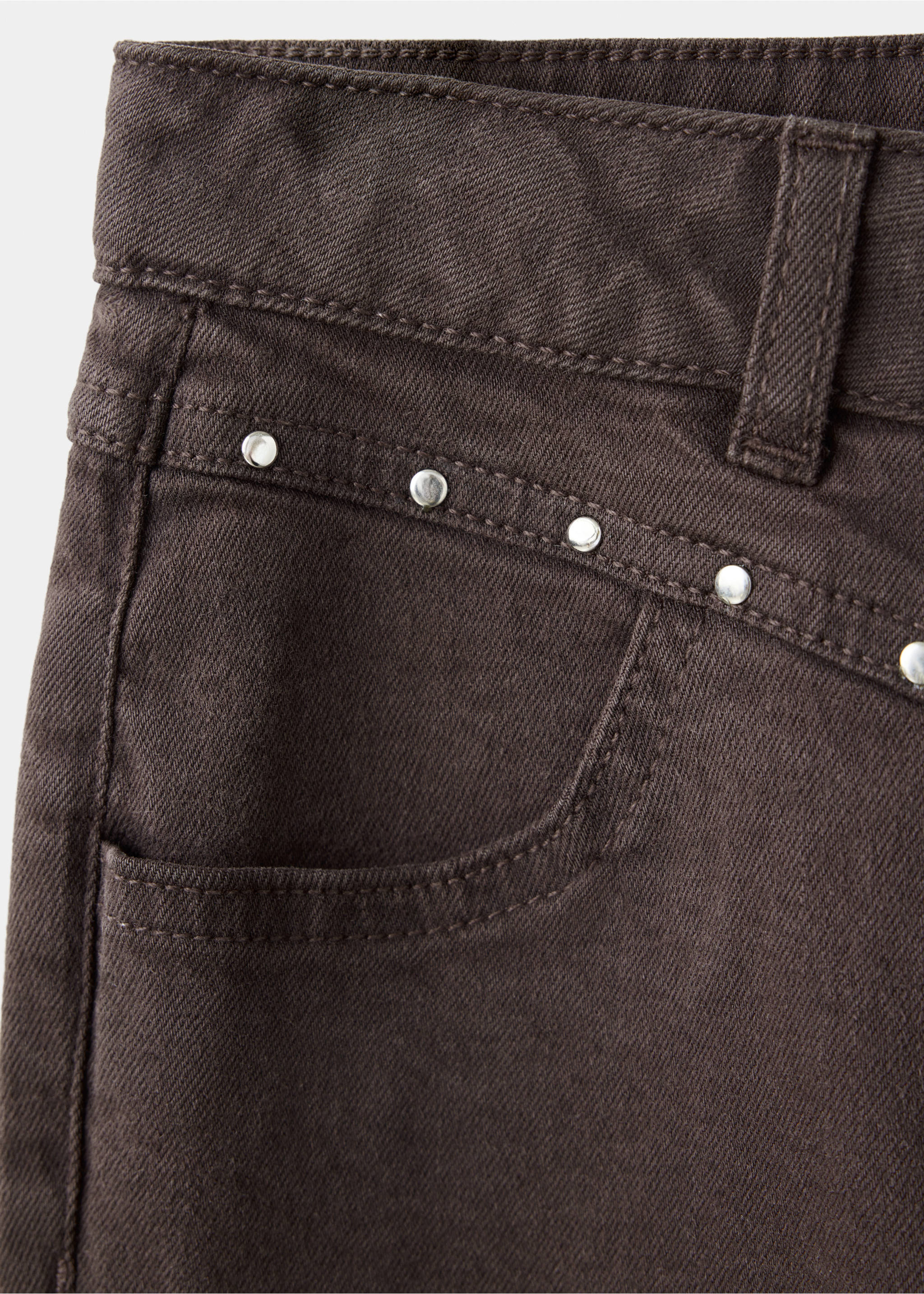 Straight-fit jeans with studs - Details of the article 0, Chocolate. Ref: 37024415-00.