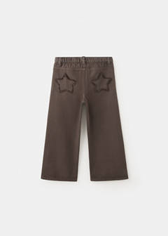 Wide leg jeans with star patches — Brown 5