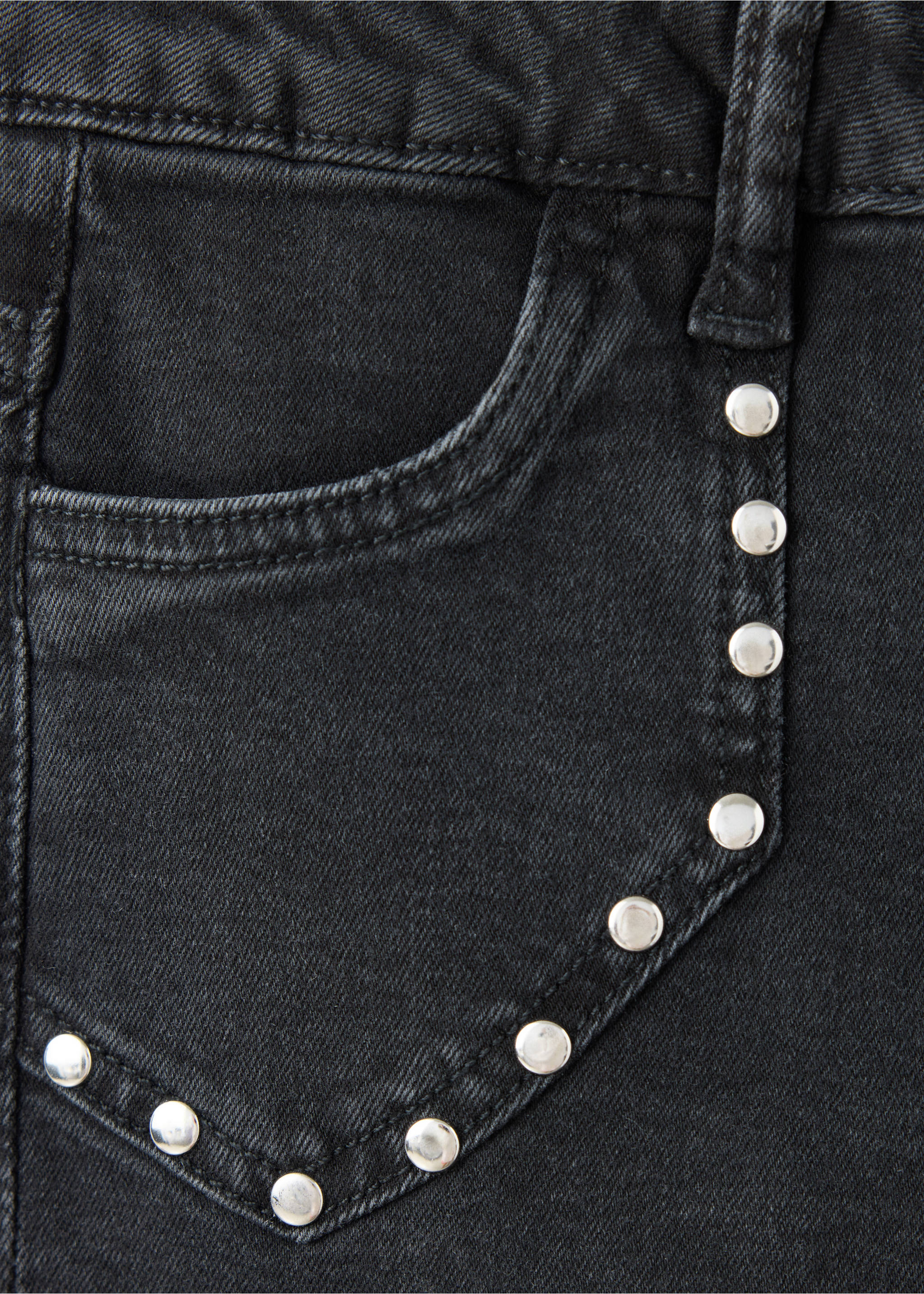Calças de ganga flare com tachas - Pormenor do artigo 0, Black denim. Ref: 37024417-00.