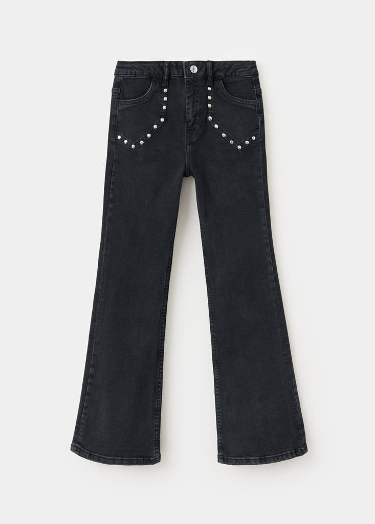 Flared jeans with studs — Black denim