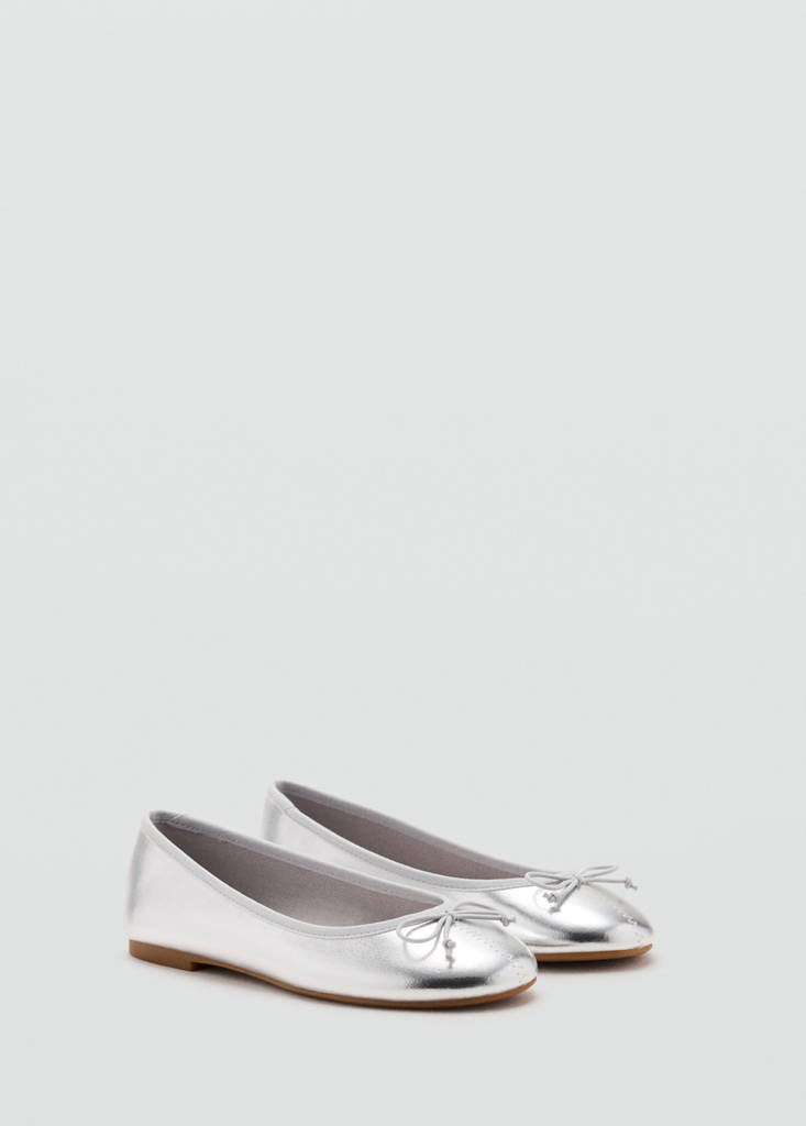 Metallic ballet flats with bow — Silver