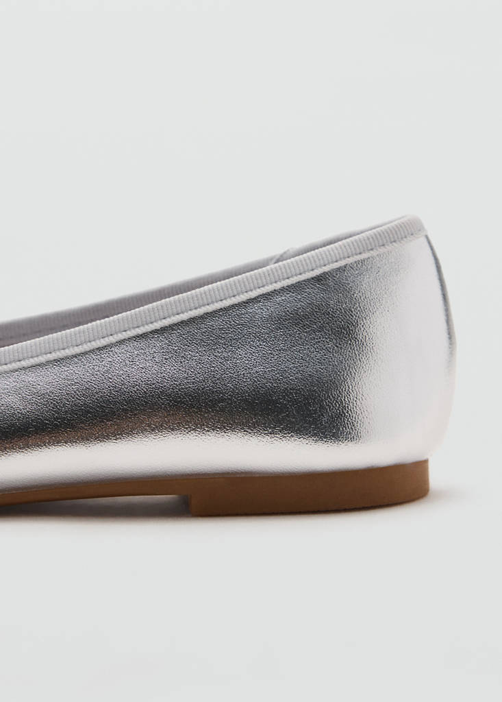 Metallic ballet flats with bow — Silver