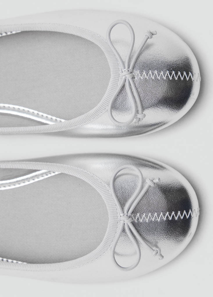 Metallic ballet flats with bow — Silver