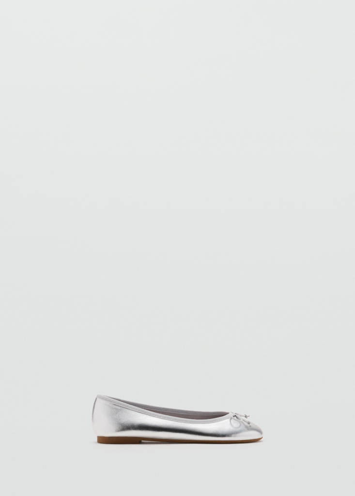 Metallic ballet flats with bow — Silver
