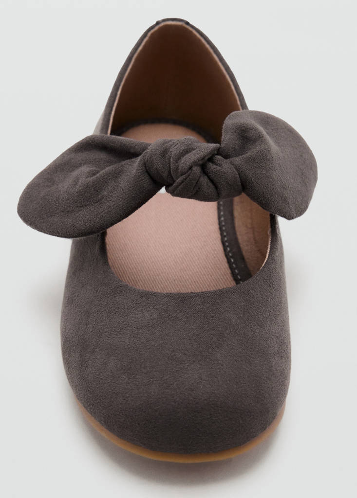 Suede effect bow ballet flats — Charcoal