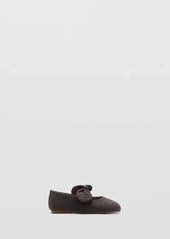 Suede effect bow ballet flats — Charcoal 1