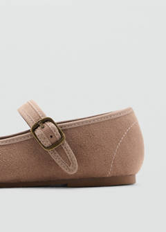 Suede-effect ballerina with buckle — Medium Brown 4