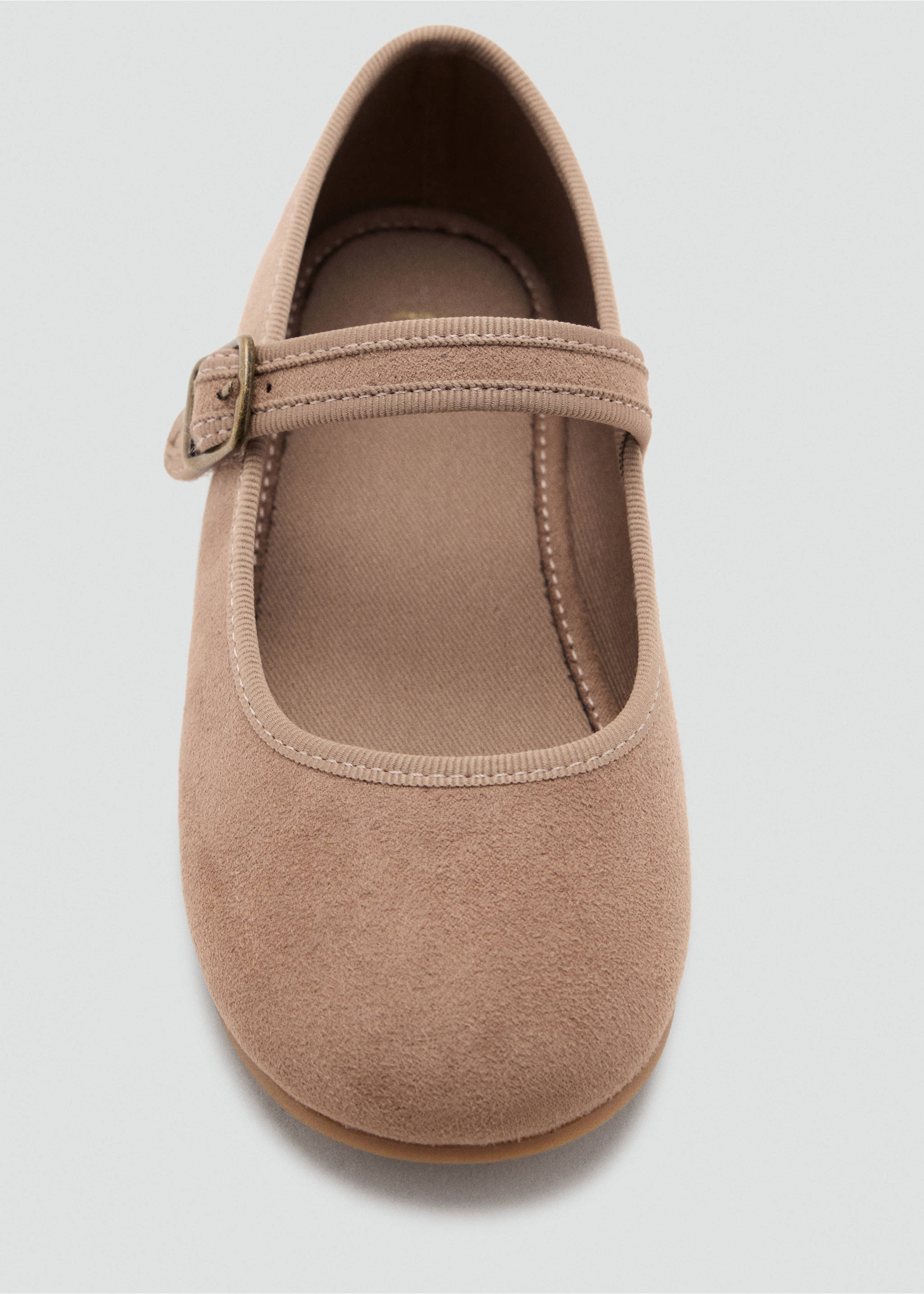 Suede-effect ballerina with buckle - Details of the article 2, Medium Brown. Ref: 37024420-00.