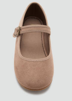 Suede-effect ballerina with buckle — Medium Brown 5