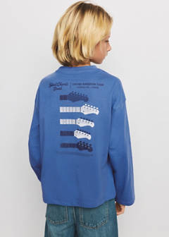 Printed cotton-blend t-shirt — Indigo Blue 1