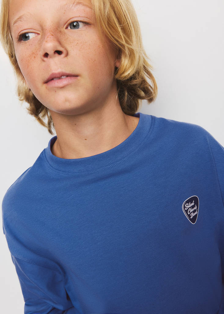 Printed cotton-blend t-shirt — Indigo Blue