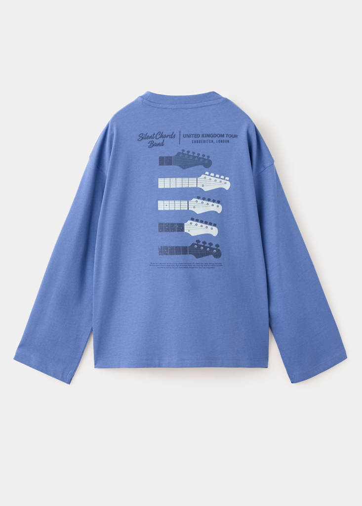 Printed cotton-blend t-shirt — Indigo Blue