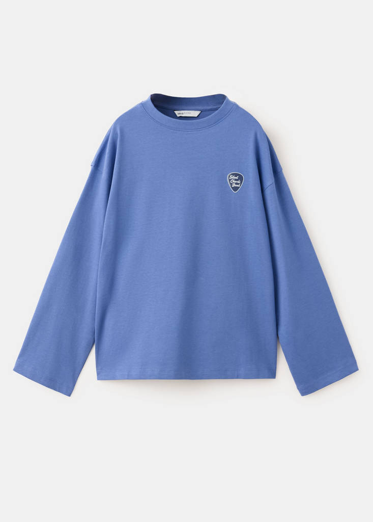 Printed cotton-blend t-shirt — Indigo Blue