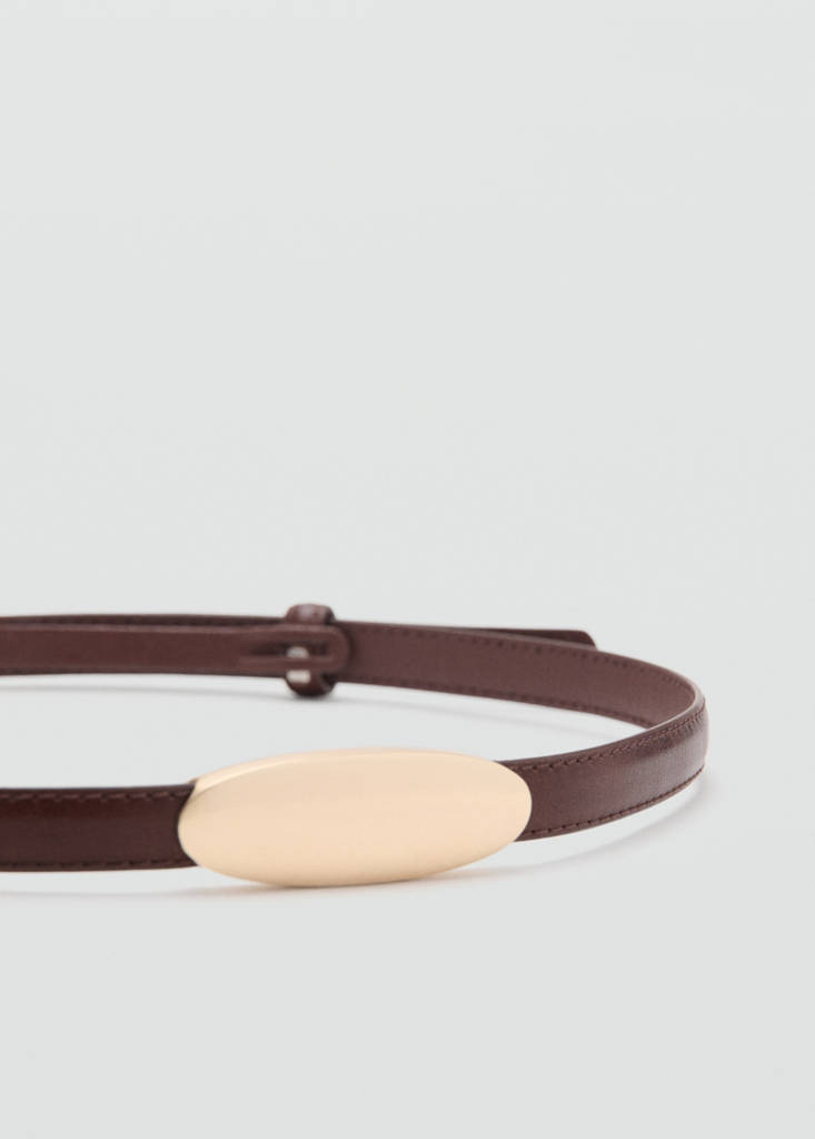 Thin belt with metal detail — Burgundy